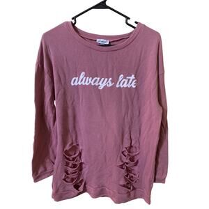 Jordann Light Weight Distressed Sweater Size Small. Pinkish Purple